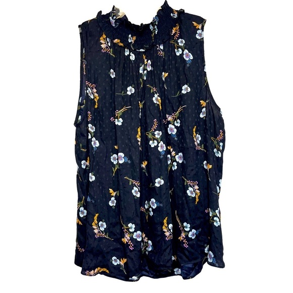 Rebecca Taylor Button Back Keyhole High Neck Silk Swiss Dot Floral Blouse Sz M - Picture 3 of 9